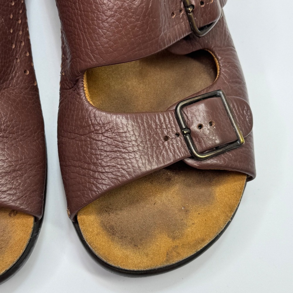 SAS Sanibel Sandals Womens 6.5 W Brown Leather Triple Buckle Slingback Comfort - Picture 3 of 10